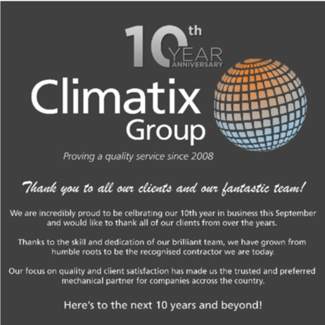 Celebrating 10 years of Climatix Group Ltd